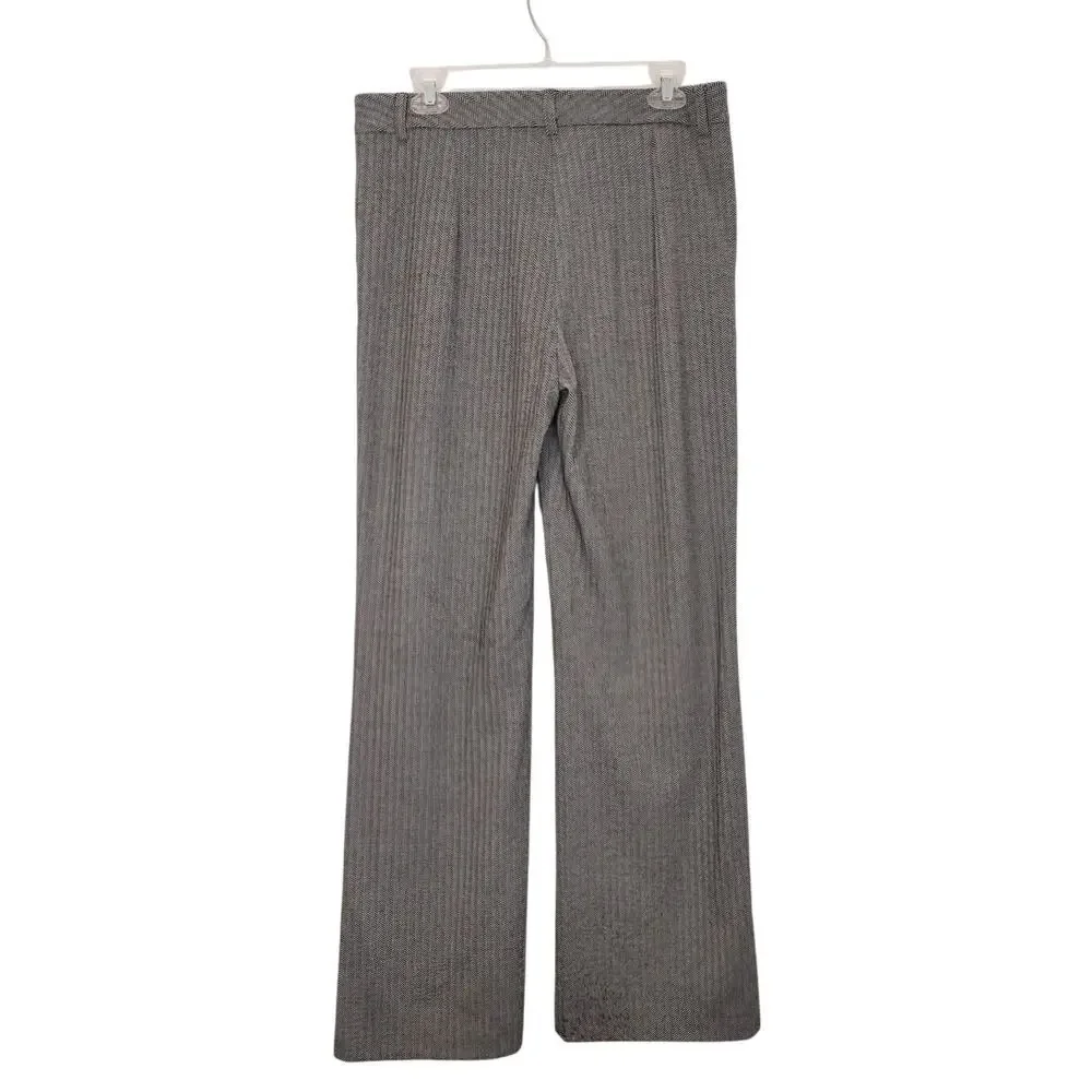 Halston Dress Pants Herringbone Black White Career Rayon Blend Womens Size 6